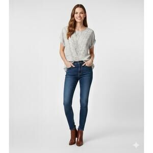 Cabi Artsy Lace Neutral Color Snake Print Silk Dolman Blouse S